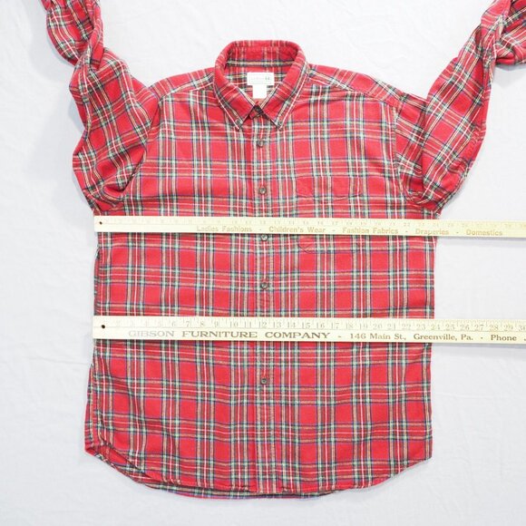 LL Bean Flannel Shirt Mens Large Red Plaid Check Heavyweight Outdoor Lumberjack - Picture 4 of 10
